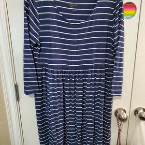 Navy Striped Babydoll Dress